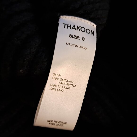 THAKOON Lambswool Navy Chunky Ribbed Turtleneck Sweater, sz S - Picture 7 of 10